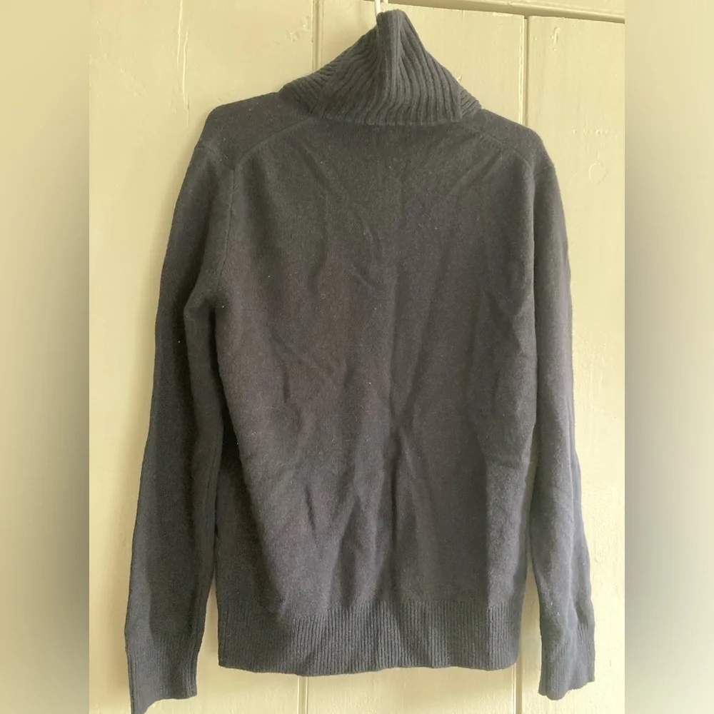 J Crew Mens Lambswool Sweater Shawl Collar Pullover Navy Blue Warm Size M